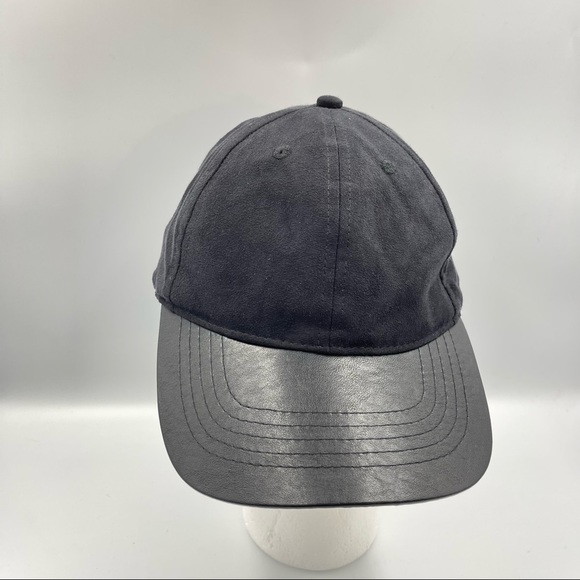 Leather Adjustable Baseball Black Cap/Hat OSFM - Picture 1 of 11